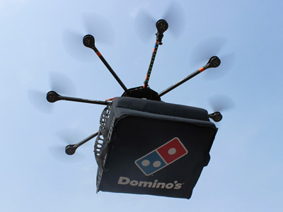 Drone delivering Pizza
