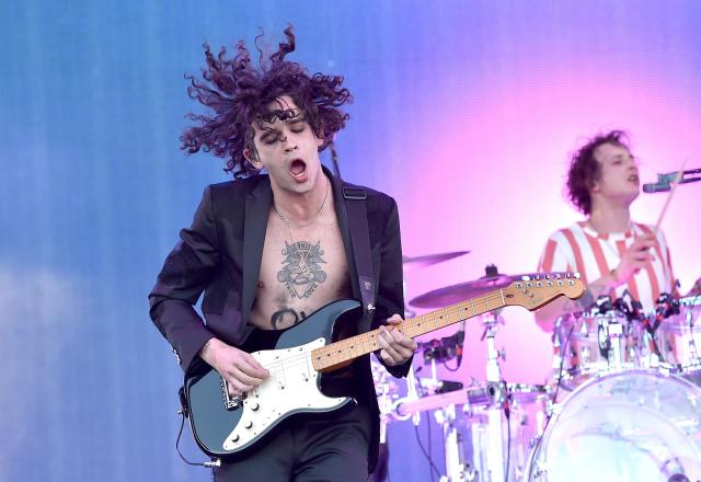 Matty Healy from The 1975 performing onstage during day 3 of Coachella 16 Weekend 1
