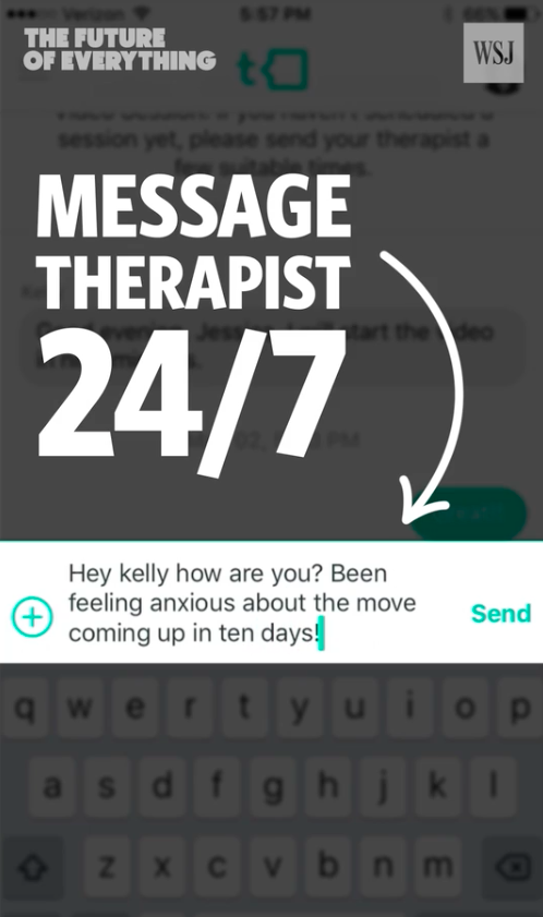 A preview of what the Talkspace app looks like when using it.

