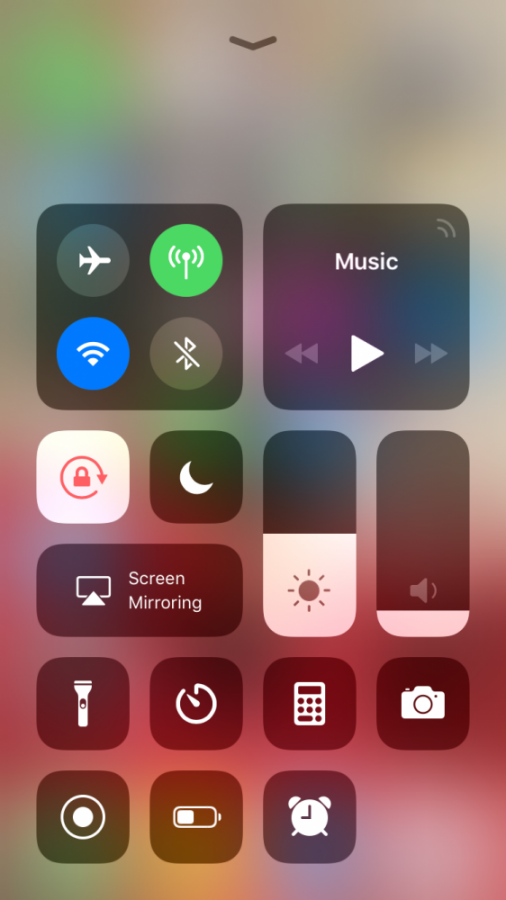 The new layout of the iOS 11 control center.