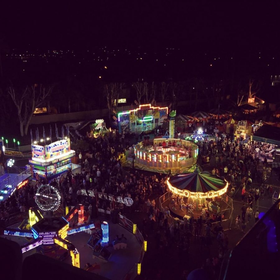 This is the top of the ferris wheel looking over all of the festival on its busiest night during its most popular time. 