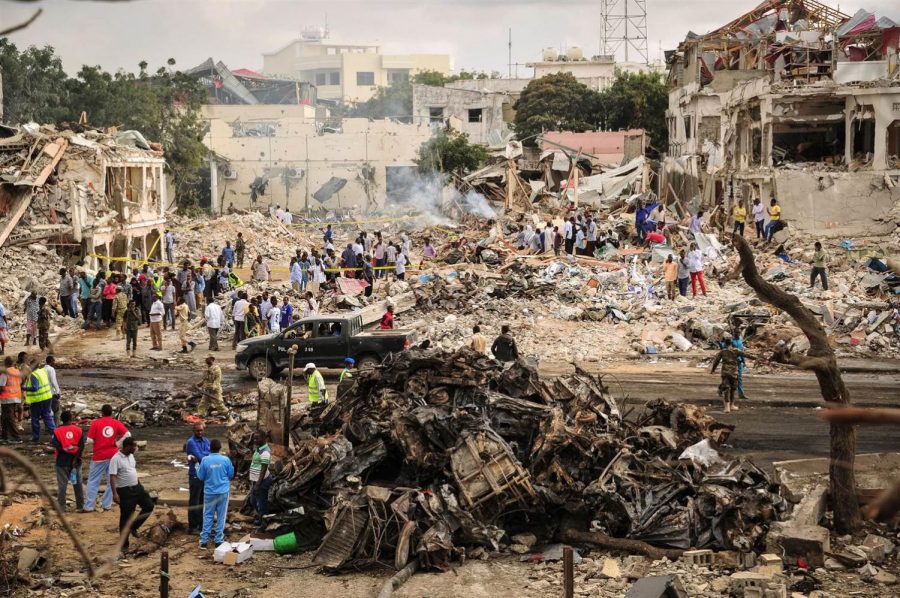 The rummage left after the Somalia bombing.