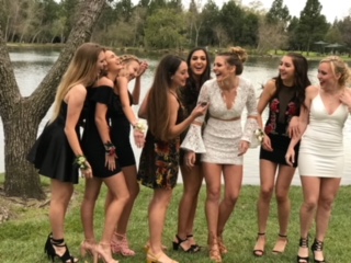 A group of girls decided to attend Homecoming with their friends instead of dates. 