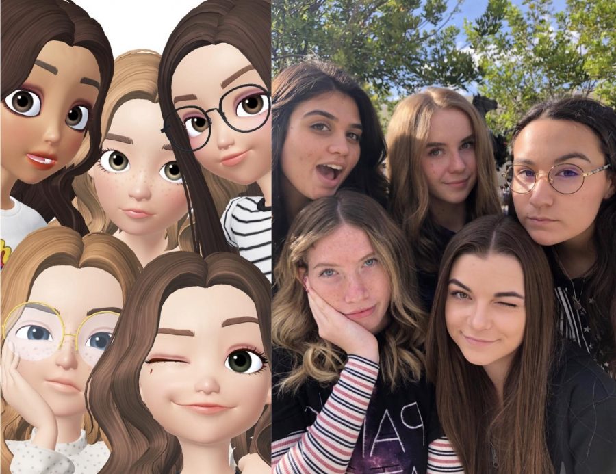This photo depicts a mirror image of Zepeto avatars and their corresponding creators. (Listed left to right: Malieka Khan, Polly Bowman, Gabby McCutchan, Shannon Adler, Ashley Payne)
