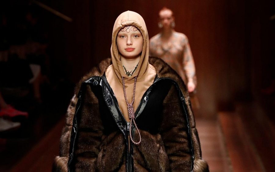 Burberry sent a model down the runway with her hoodie strings tied in a noose. 