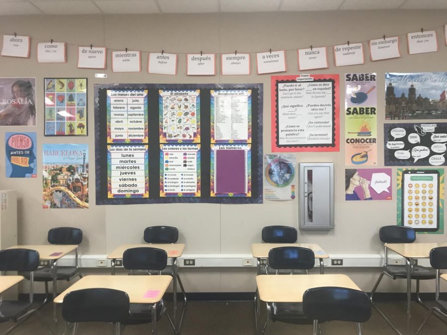 A+Spanish+classroom+at+YLHS+where+students+are+learning+their+second+languages