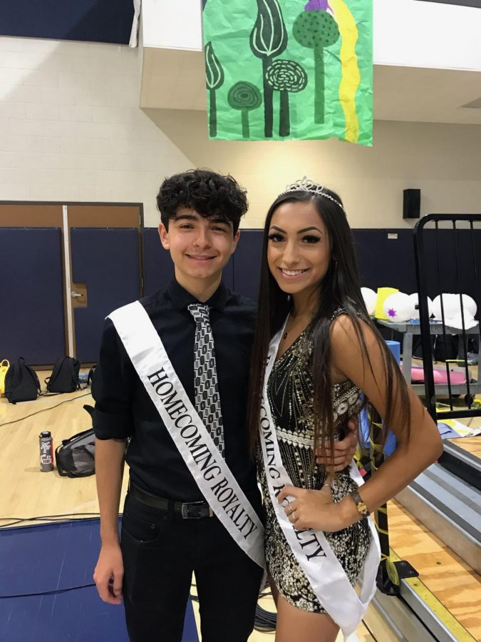  Paulina Marriquin (11) and Brandon Vega (11) at the homecoming rally at Yorba Linda High School representing Junior Princess and Prince.