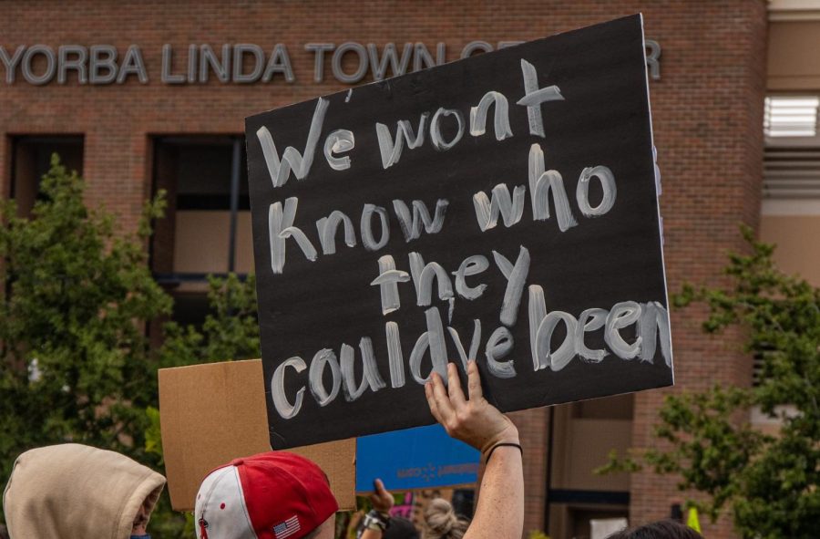 Hundreds of protesters gathered in Yorba Linda on June 2 to demand change and justice.