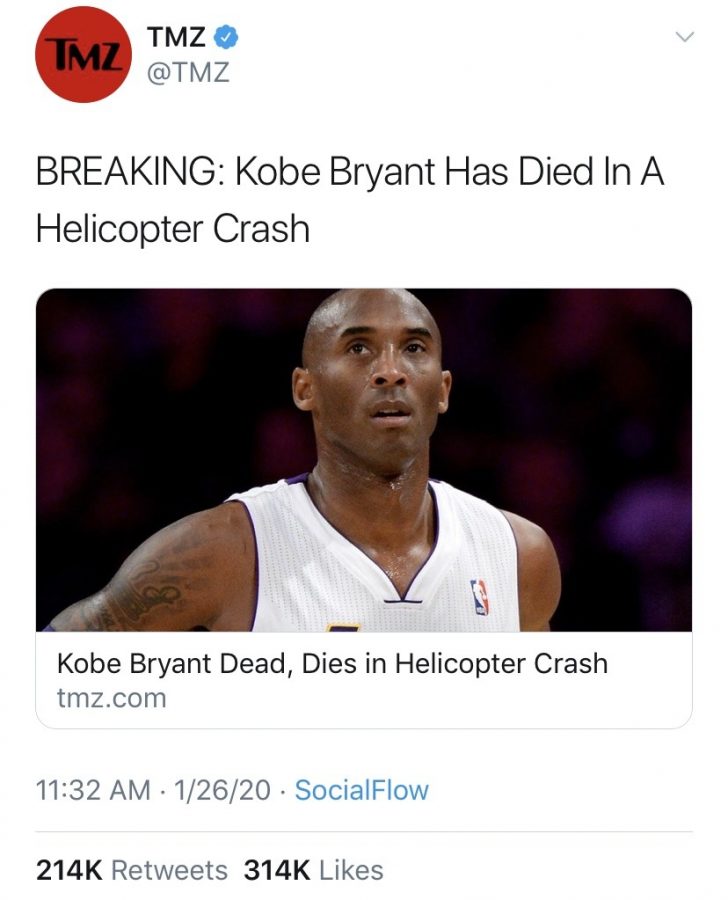Kobe+Bryant%E2%80%99s+death+was+published+by+TMZ+minutes+after+the+helicopter+crash%2C+causing+many+to+question+the+ethics+of+such+rapid+reporting.