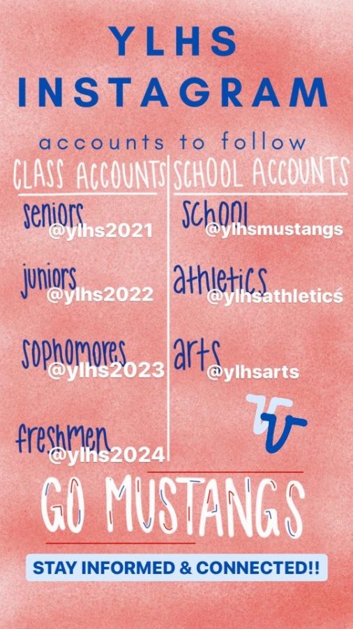 A graphic created by ASB to easily navigate where to find each Mustang Instagram account.