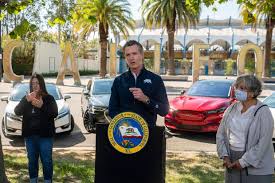 Governor Gavin Newsom sharing his plans about the 2035 gas powered car ban to the public.