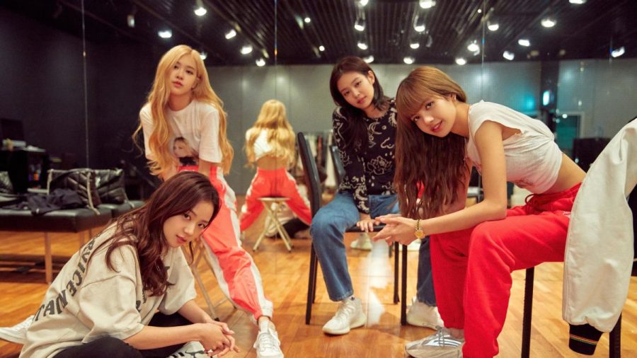 All four members of Blackpink pose here in the dance studio they trained in for four years as trainees prior to their debut in 2016.