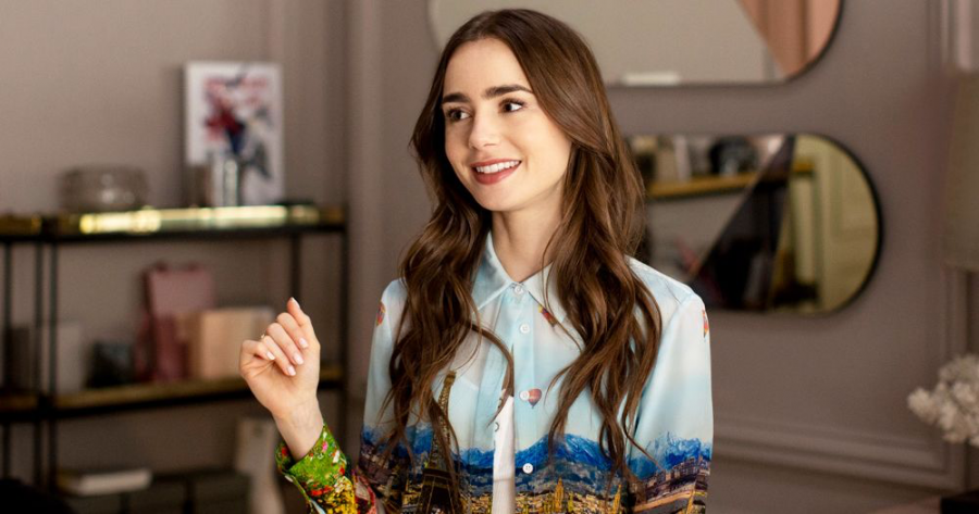 Actress%2C+Lily+Collins%2C+who+plays+Emily%2C+stands+in+her+new+French+office+in+the+new+original+Netflix+series.
