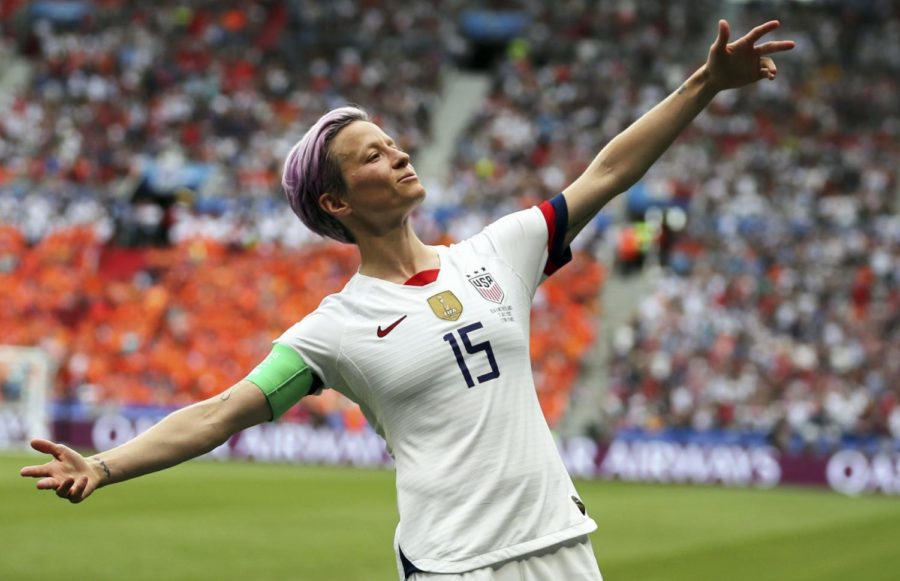 A photo of Megan Rapinoe in her typical post-goal stance. Rapinoe once famously proclaimed that “you are not lesser if you are a girl” in her pursuit for gender equality (CBS). This statement is contradicted by her current position, however, as she no longer campaigns for female gender equality, but female gender superiority.
