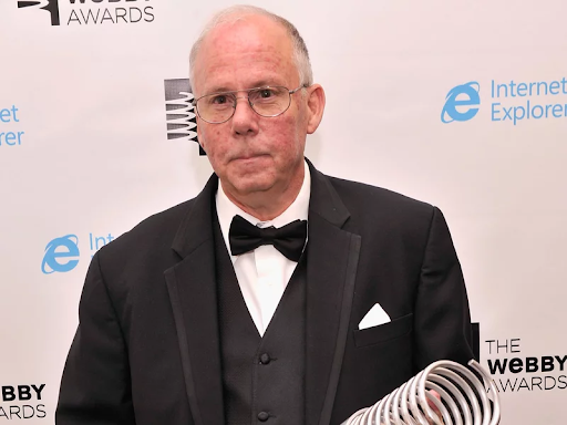 An image of Stephen Wilhite after winning his Webby Award.