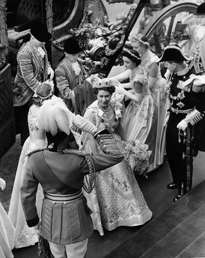 Newly crowned Queen Elizabeth II with Prince Phillip on June 2nd, 1953.