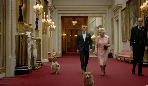 Queen Elizabeth II is escorted by James Bond (played by Daniel Craig) in a video promoting her arrival to the 2012 Olympics in London.
