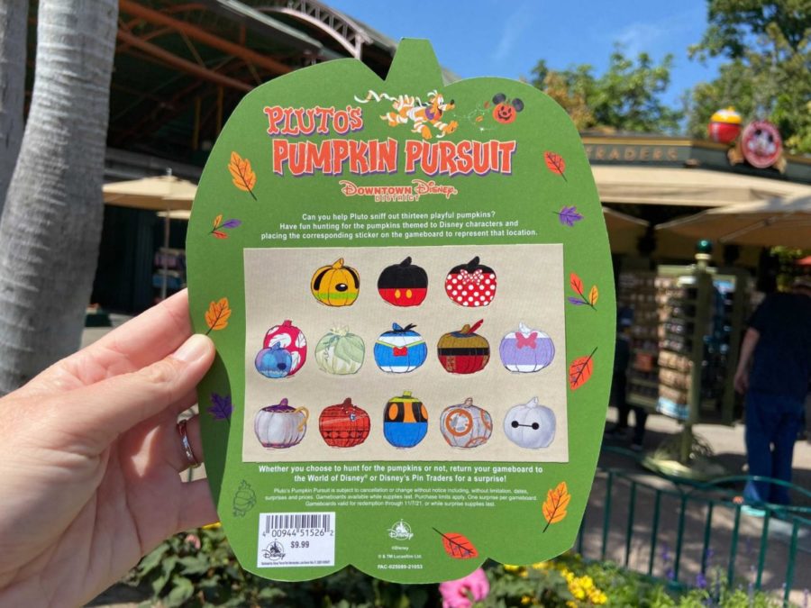 In Downtown Disney, they have created a fun opportunity to find pumpkins painted at Disney Characters around Downtown for you to find/hunt. When you find all the pumpkins, you receive a prize at the end. 