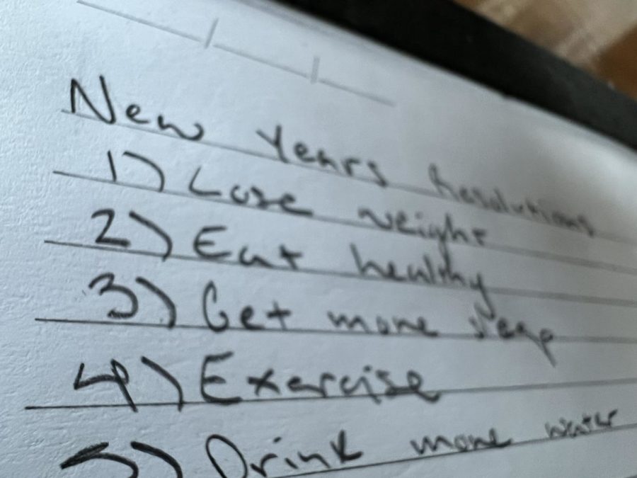 A list of ongoing and popular New Year’s Resolutions, including diet and exercise. 
