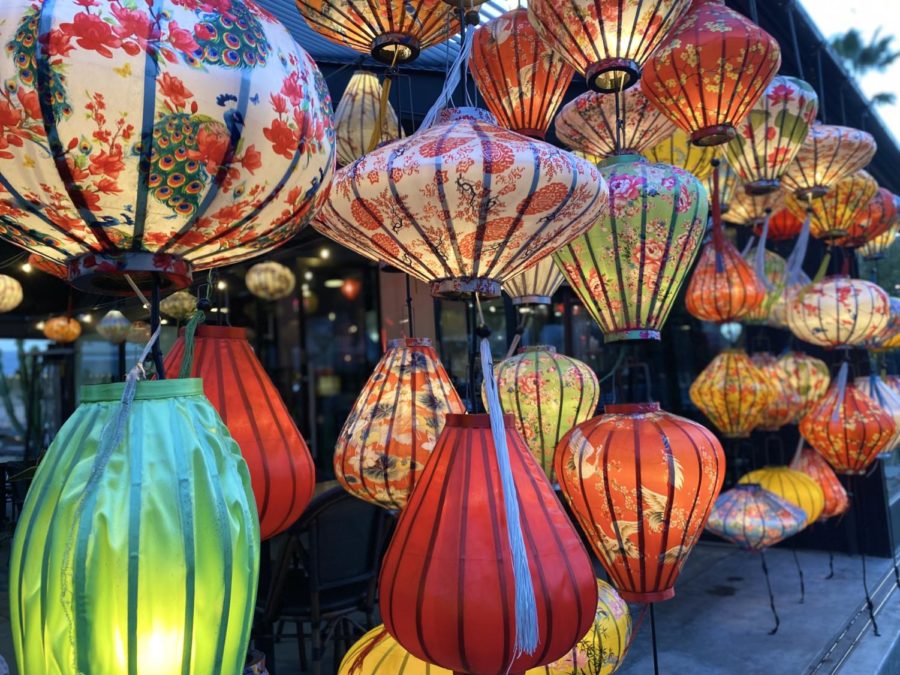 Colorful decorations such as these lanterns are used in the new year festivities.