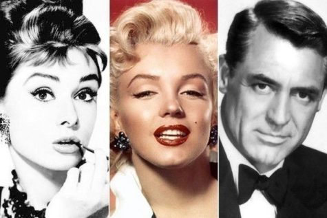 Audrey Hepburn, Marilyn Monroe, and Frank Sinatra all pictured as some well-known Hollywood Stars.