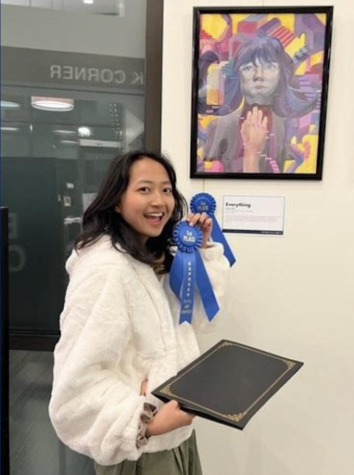 YLHS Mustang Lancy Shi (11) wins first place in an art contest at the Yorba Linda Public Library.