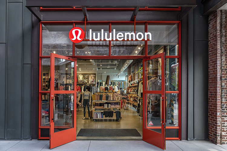 A Lululemon store with popular merchandise.