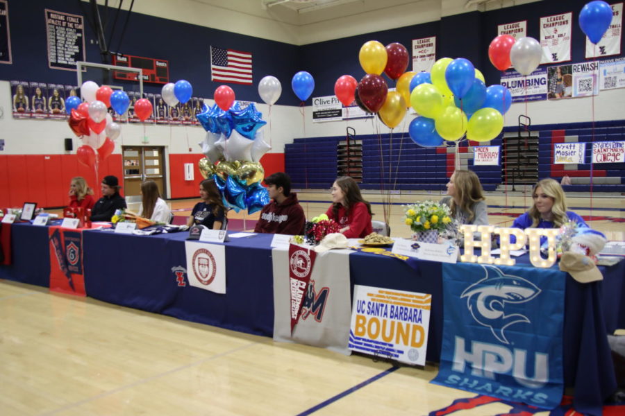 The+eight+athletes+to+sign+on+February+1%2C+2023+for+Yorba+Linda+High+School.+