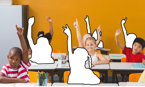 A picture of children with white illustrations representing students missing from a classroom.