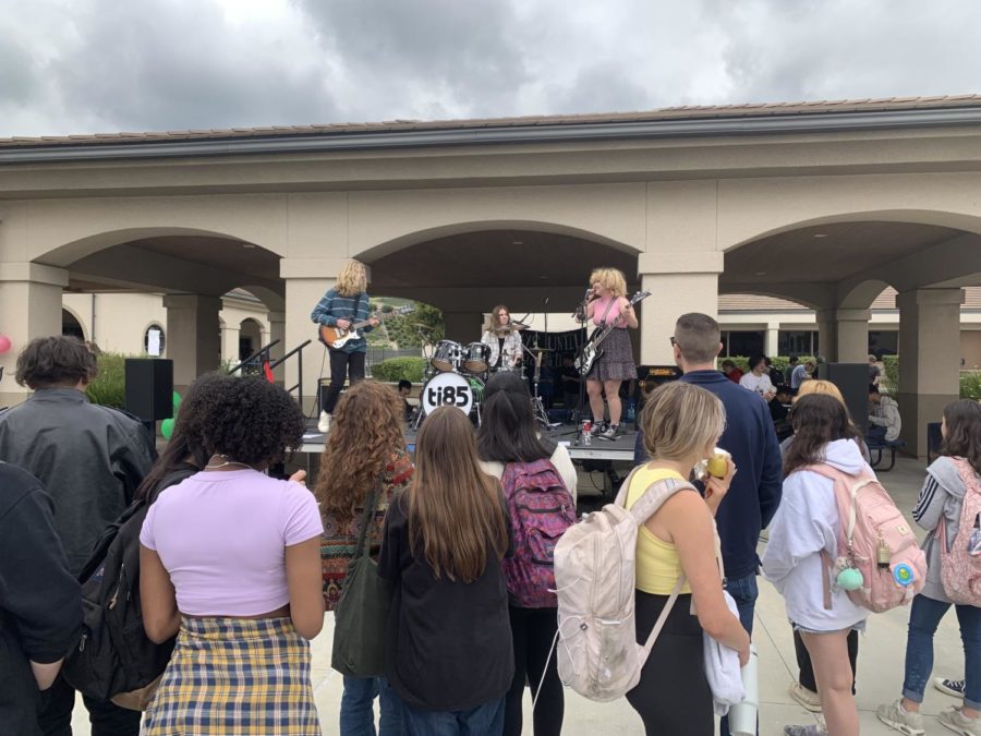  The highlight of the week was the local band TI-85 (with Mustangs Fionna Tucker and Dylan Warner) who rocked the campus at lunch with oldies and original tunes.