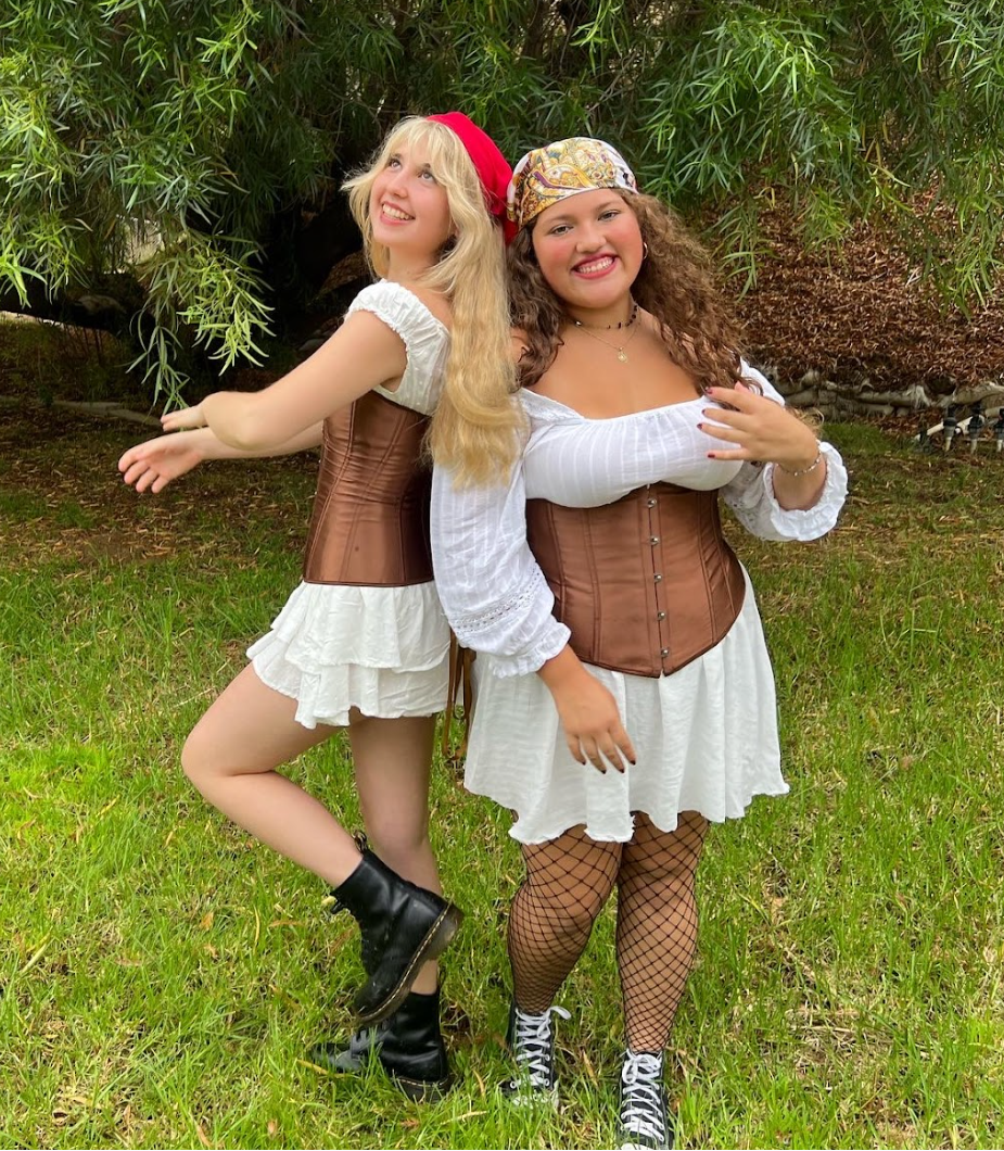Sarah Richey and Alyssa Hernandez dressed up as girly pirates for Halloween in 2022.