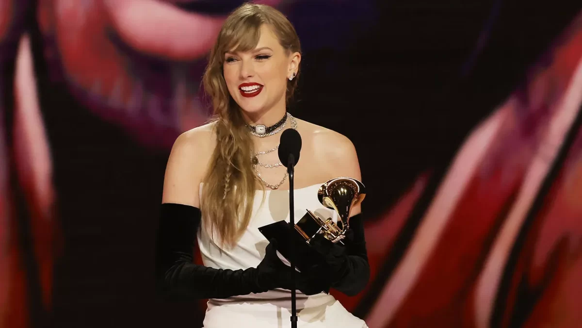 Swift accepted her Album of the Year Grammy while announcing to the world that she is going to be putting out a brand new album called The Tortured Poets Department.

