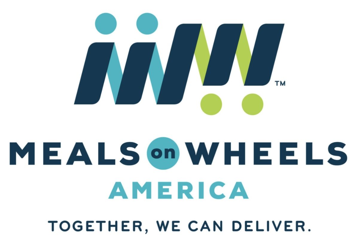 The logo for the organization Meals on Wheels that Drew Parmenter has been involved in. 