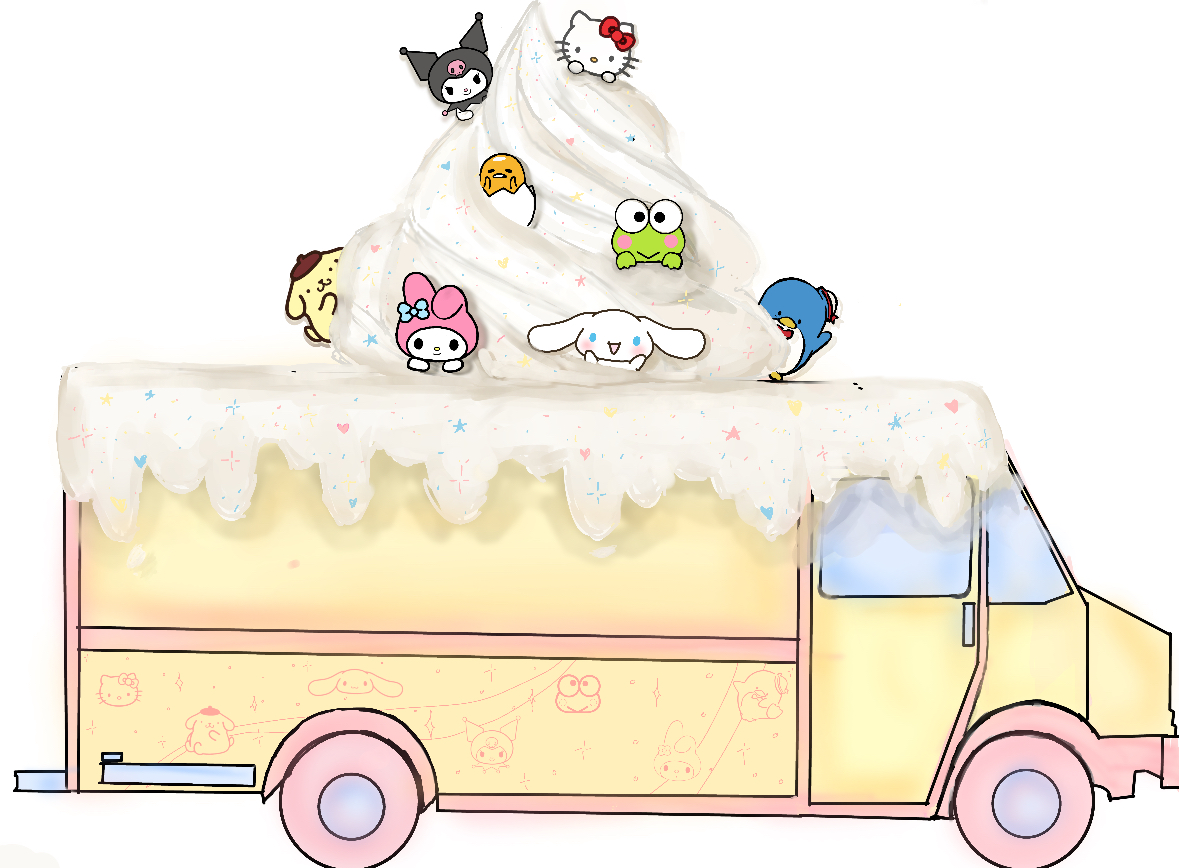 Sanrio Sweetness, one of the food trucks showcased during the food truck wars, is a Sanrio dessert-themed food truck designed by Megan Huynh (CSO), Eleni Patel (CMO), Alyssa Messer (COO), and Kylee Pyle (CFO).
