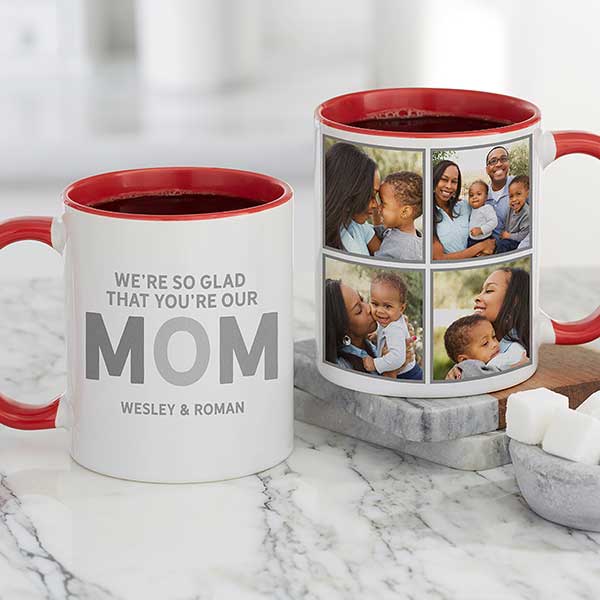 Coffee mugs can be personalized to add an extra touch to a gift for Mothers Day.