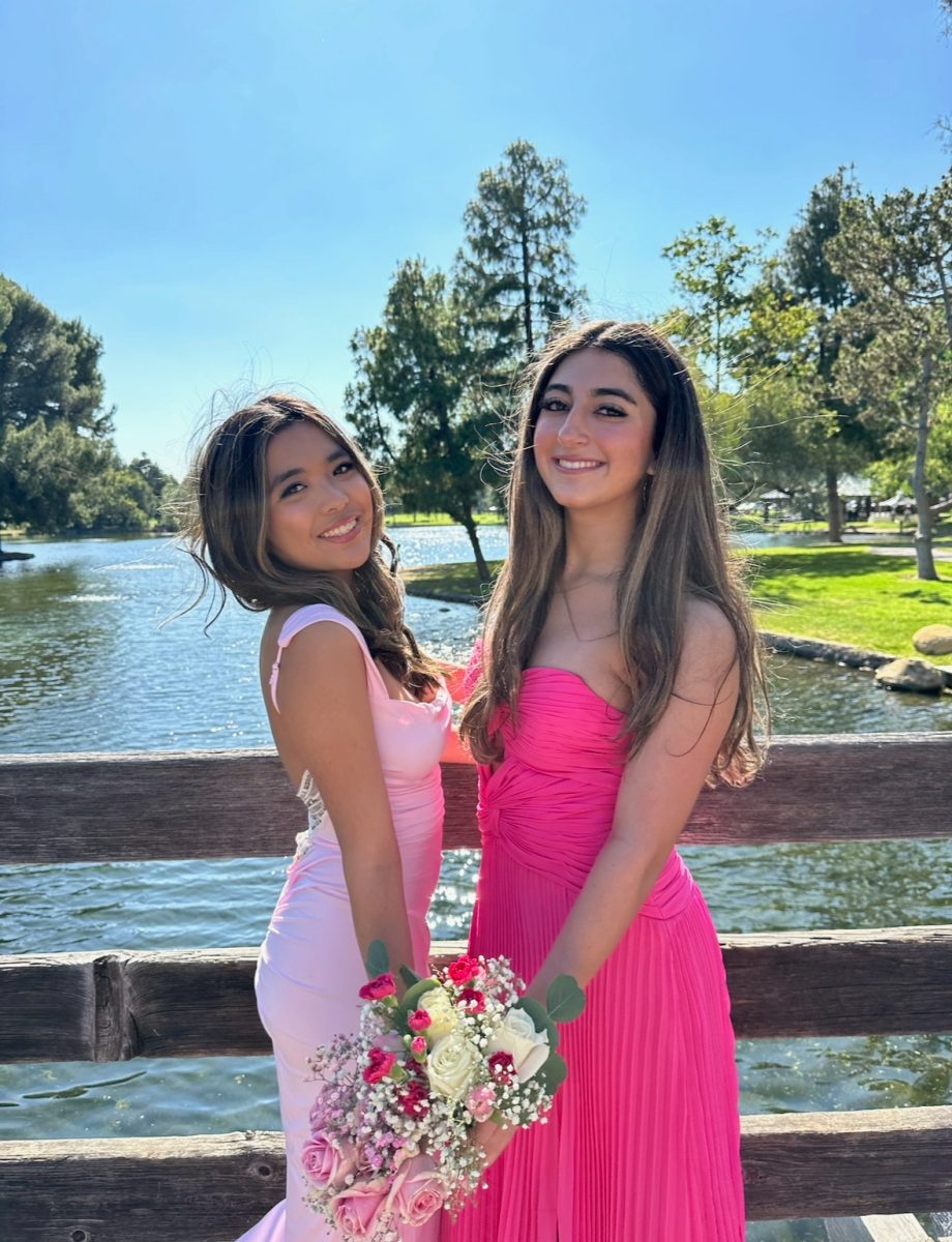 Jennalyn Urquico (11) and Fara Ebrahimi (11) taking pictures in their prom dresses as a memory keepsake! 
