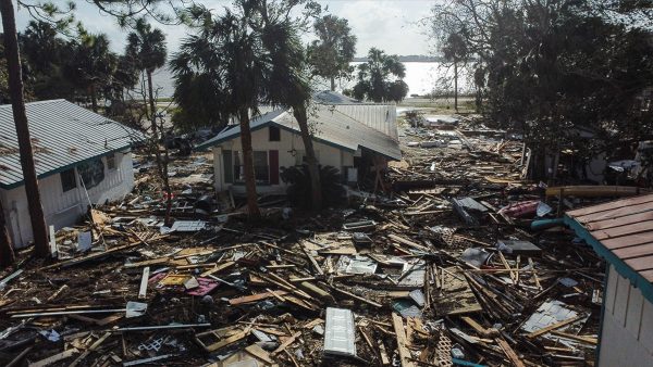 The aftermath of Hurricane Helene’s in the city of Cedar Key, Florida.