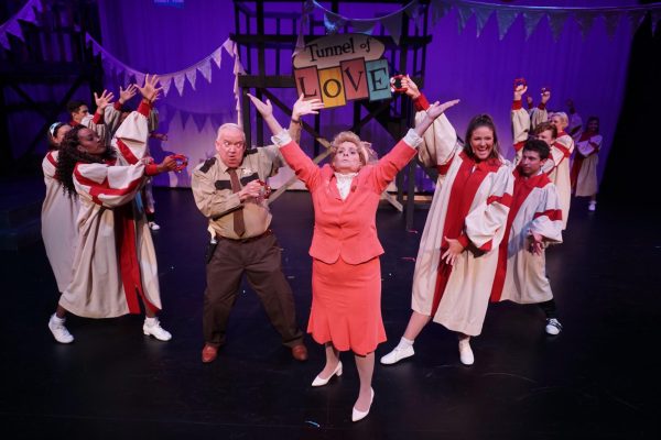 The cast of All Shook Up at YLS Players performing one of their numbers, “Devil in Disguise.”
