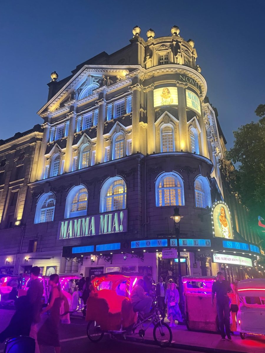 The West End’s Novello Theater following a showing of Mamma Mia!