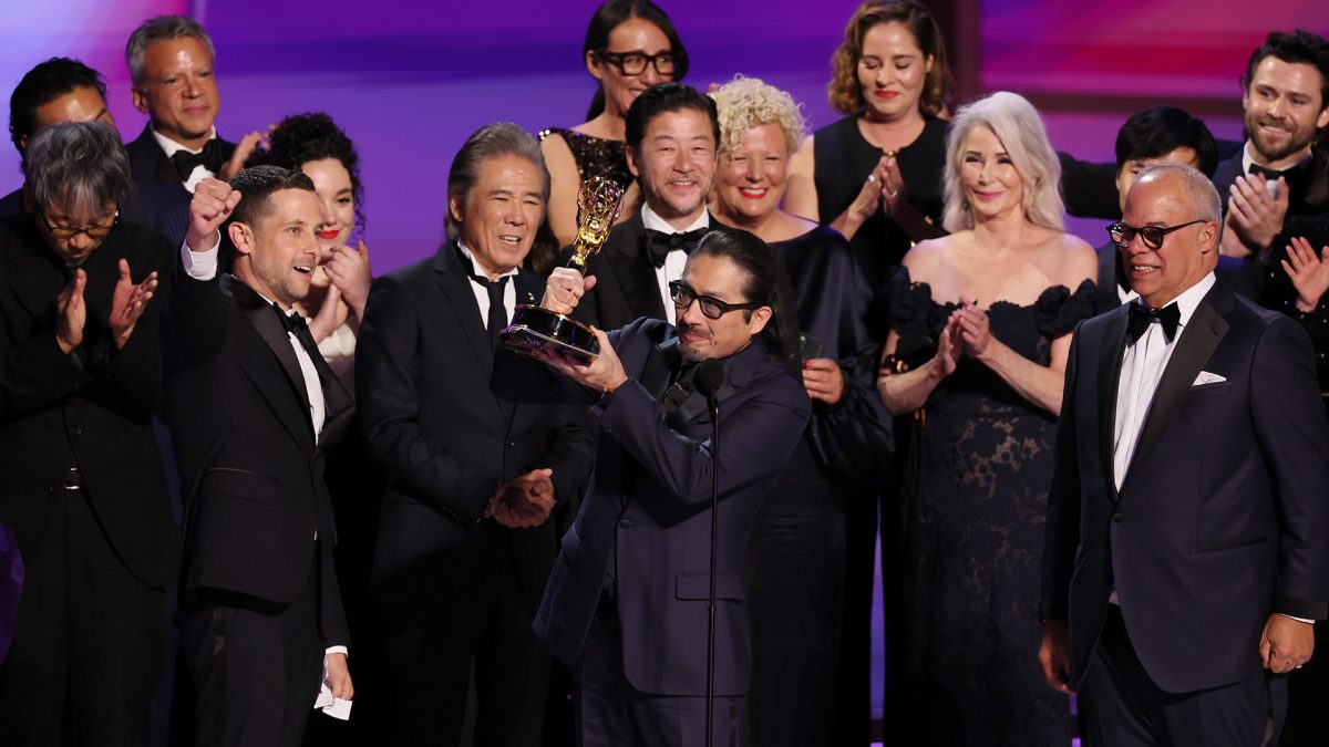 The cast of Shogun making Emmy’s history by becoming the show to win the most awards that night.
