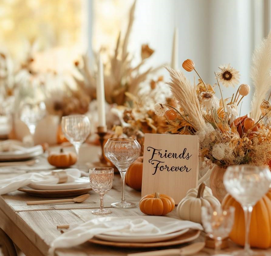 Decorating the dinner table is a great way to get into the Friendsgiving spirit.