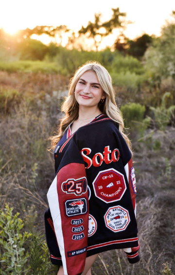 A photo of Natalia Soto sporting her varsity jacket.