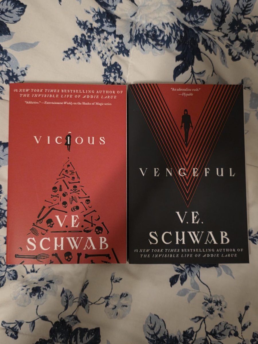 The covers of Vicious and Vengeful by V.E Schwab, featuring simple yet powerful designs.