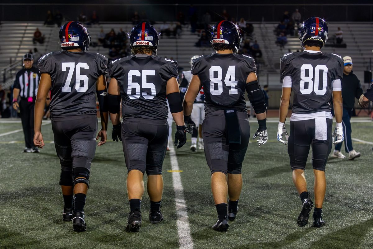 Pierre Diaz, Grant Langston, Blake Thorp, and Michael Saucedo get ready for kickoff.