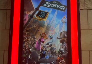 The official "Zootopia 2" poster on display at local theaters builds excitement for the film’s release on November 26, 2025.