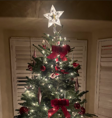 A decorated Christmas tree standing bright with lights, ornaments, and holiday spirit. 