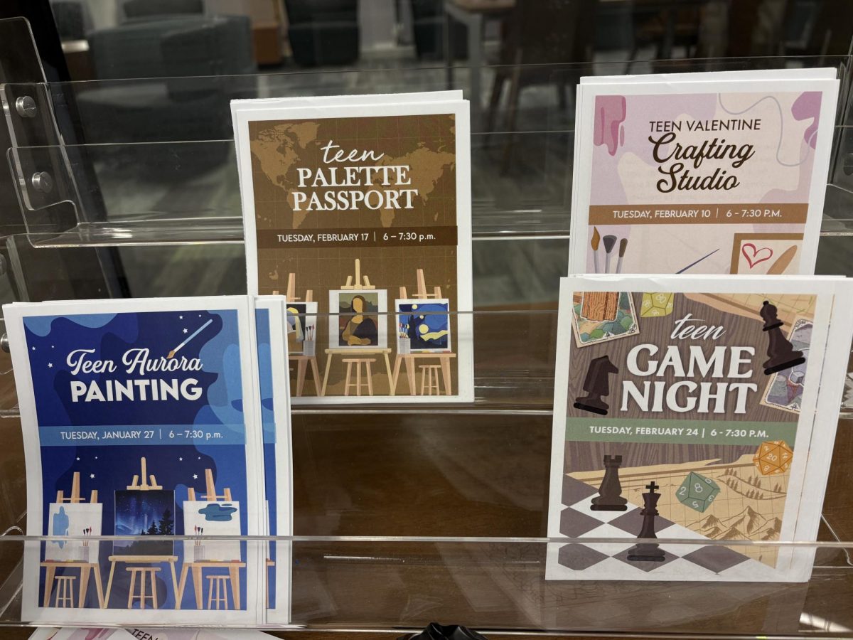 Upcoming February teen events include Crafting Studio, Palette Passport, and Game Night!
