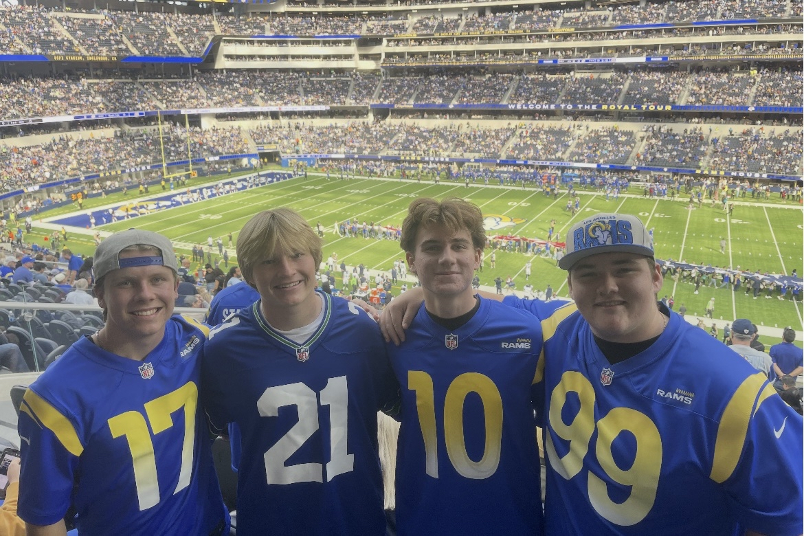 Seniors Kanen Styles(left) Parker Stralka(Left Middle), Charlie Bell(Right Middle), and Braeden Miller(Right) all showing their Pride for their favorite NFL teams.