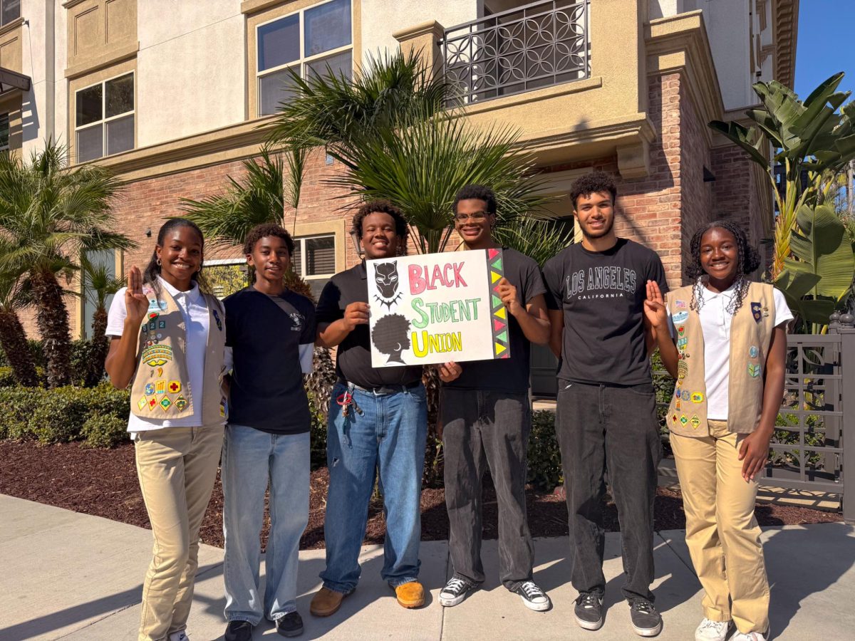 YLHS BSU gathered together after the parade. 