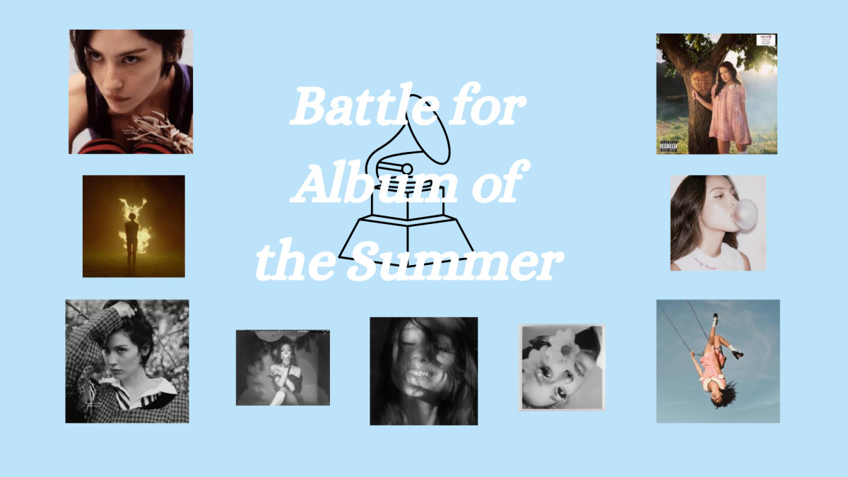 The three main albums coming out this summer, featuring Olivia Rodrigo, Gracie Abrams, and Ariana Grande.
